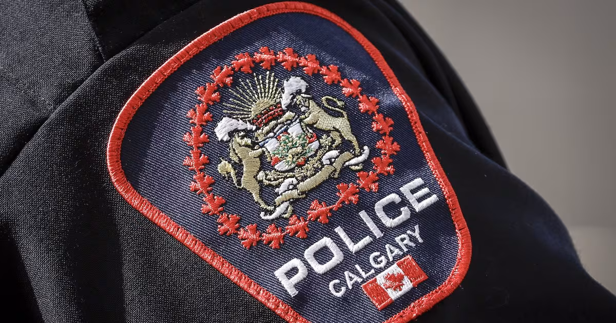 The shoulder patch of a Calgary Police Service officer is pictured on Friday, July 4, 2025. THE CANADIAN PRESS/Jeff McIntosh